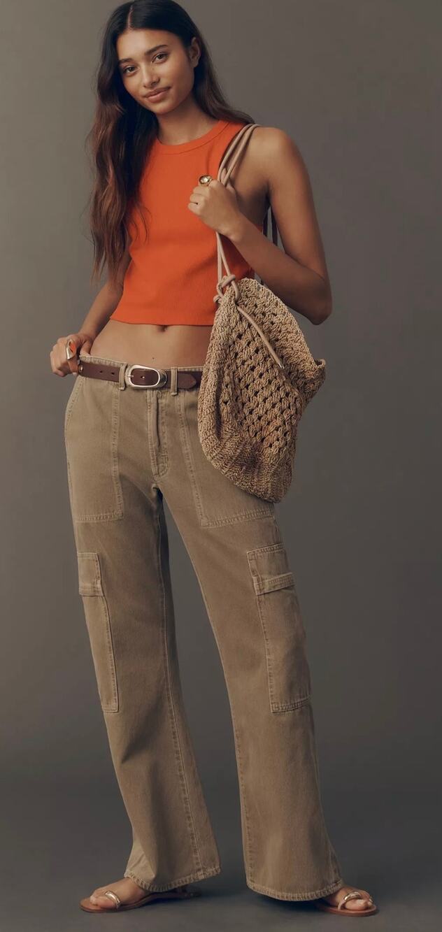 Citizens of Humanity Siena Relaxed Flare Jeans Women 29 Khaki Tan Cargo